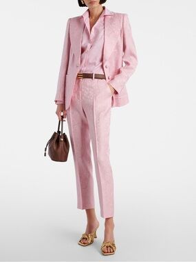 SELECTED FEMME jacquard pink double breasted blazer size S